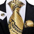 GentCrest Black Paisley Tie Hanky Cufflinks Set - Image 1