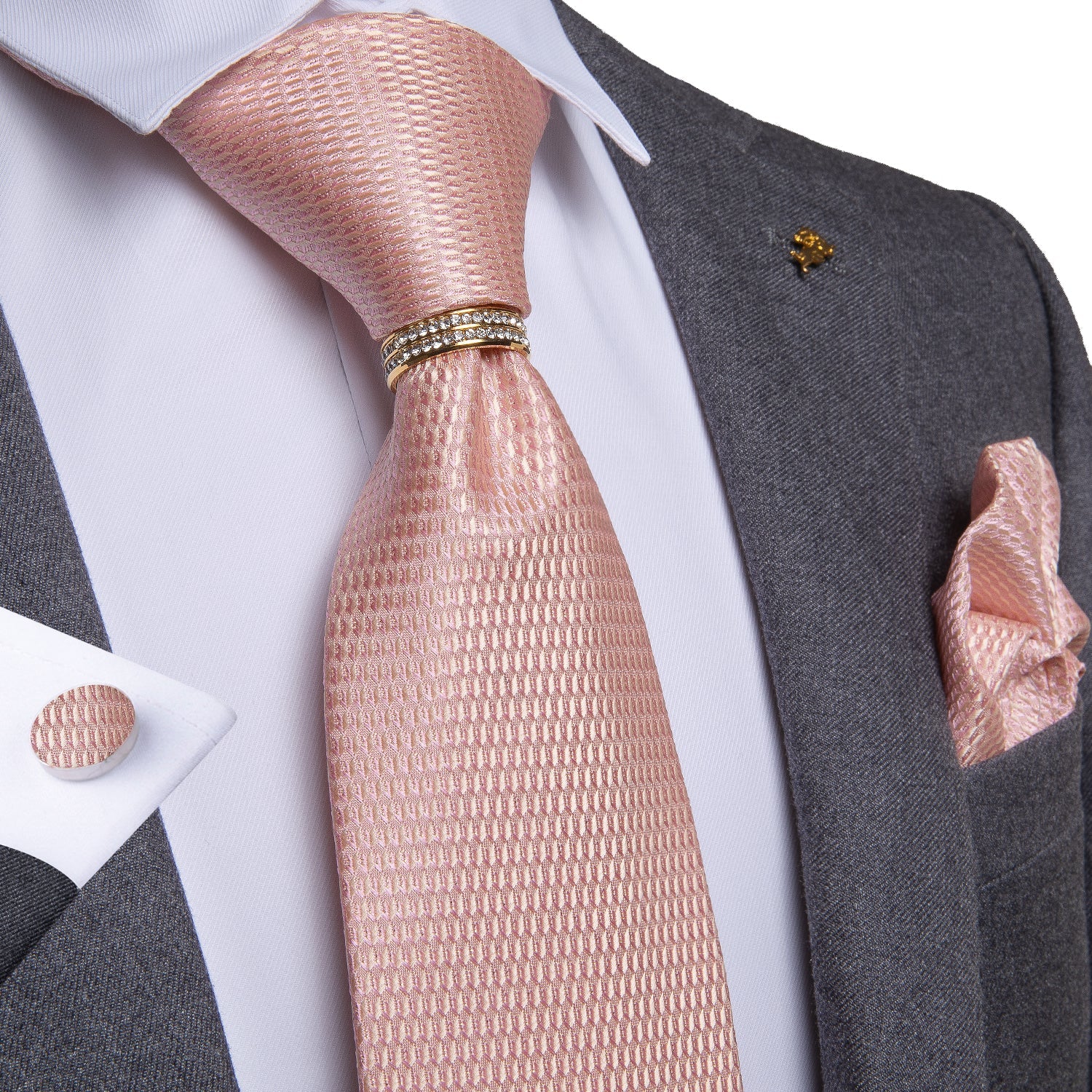 GentCrest Pink Striped Tie with Rings - Image 1