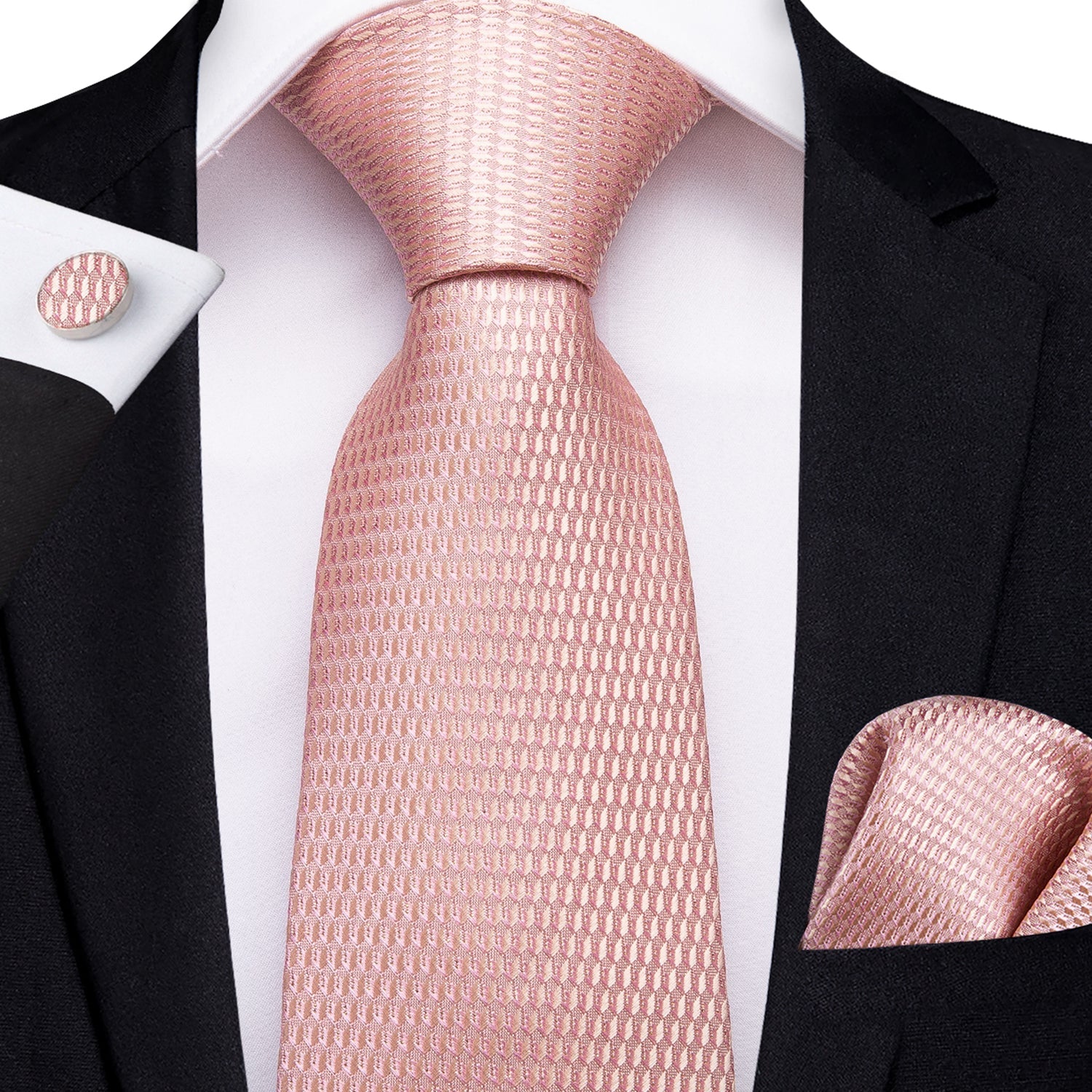 GentCrest Red Textured Tie Hanky Cufflinks Set - Image 1