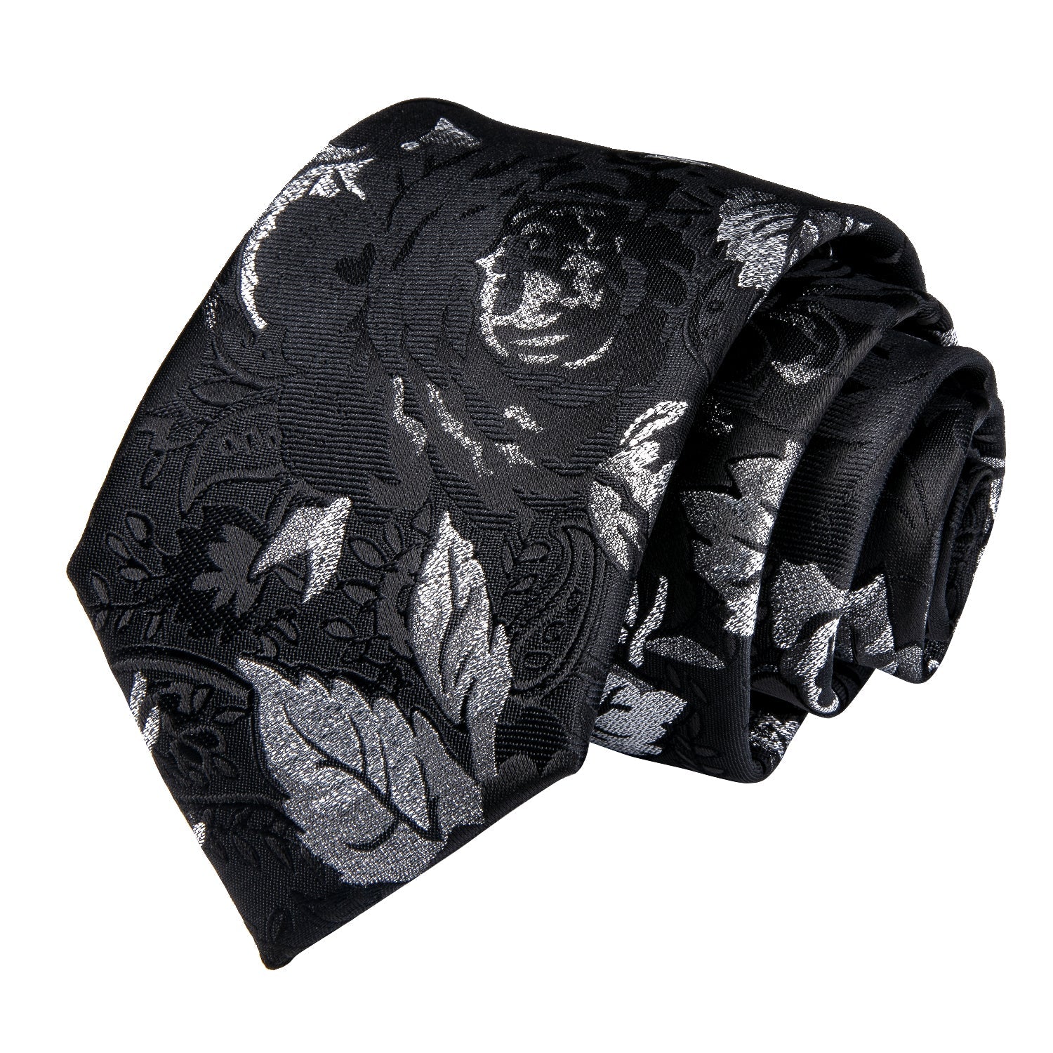 GentCrest Black Floral Tie Hanky Cufflinks Set - Image 3