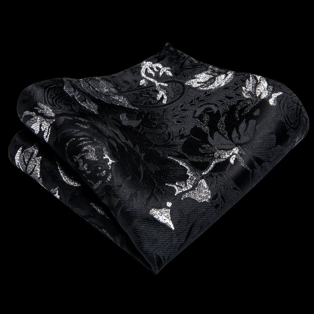 GentCrest Black Floral Tie with Rings - Image 7