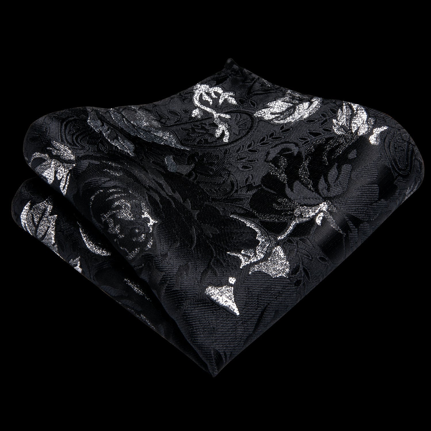 GentCrest Black Floral Tie with Rings - Image 7