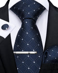 GentCrest Blue Plaid Tie With Clips - Image 1