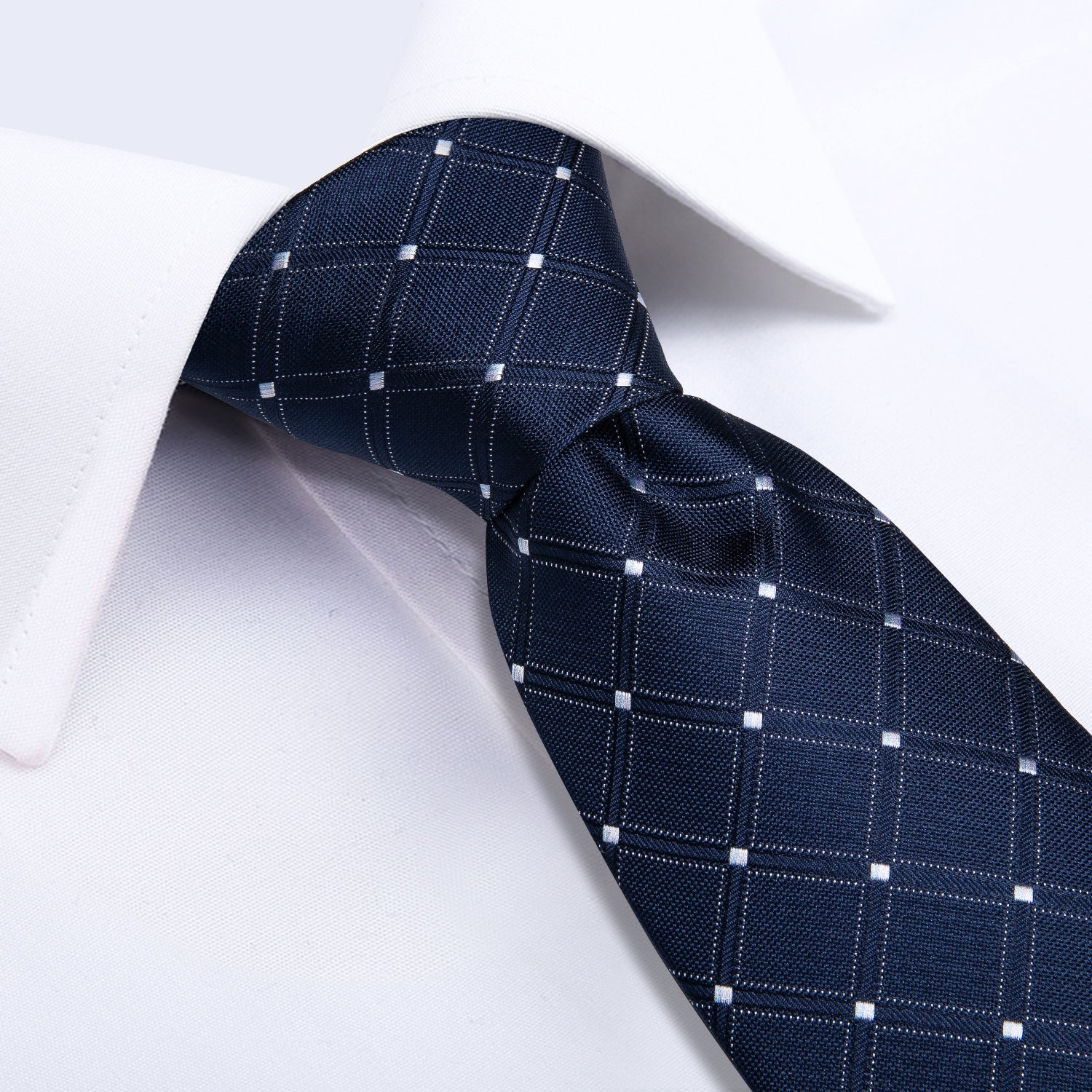 GentCrest Blue Plaid Tie Hanky Cufflinks Set - Image 5