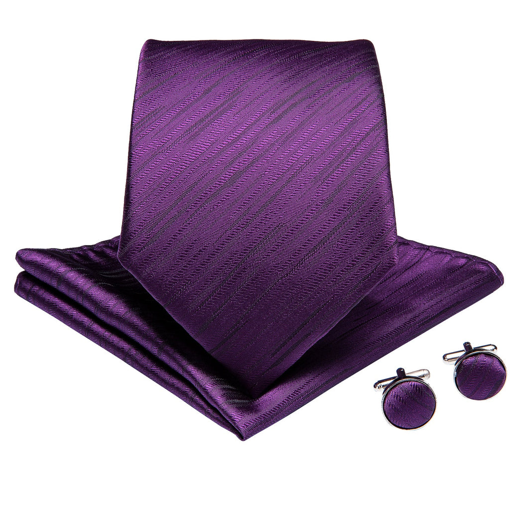 GentCrest Purple Striped Tie Hanky Cufflinks Set - Image 2