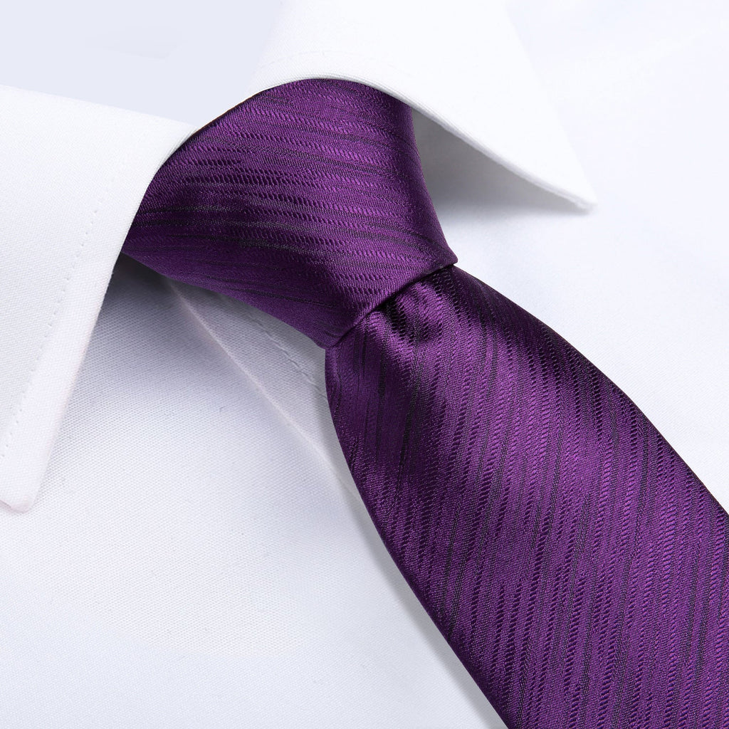 GentCrest Purple Striped Tie Hanky Cufflinks Set - Image 4