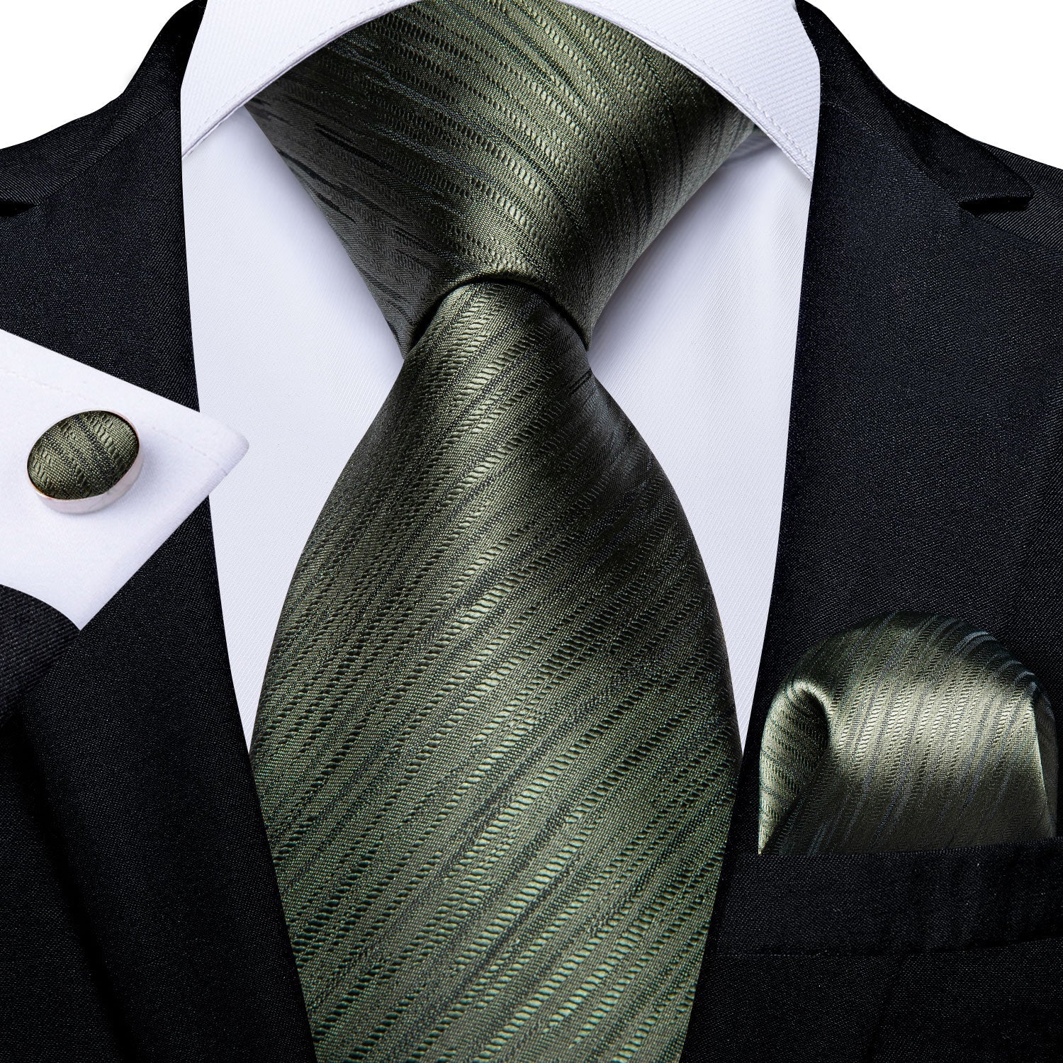GentCrest Purple Striped Tie Hanky Cufflinks Set - Image 6