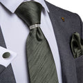 GentCrest Green Striped Tie with Rings - Image 1