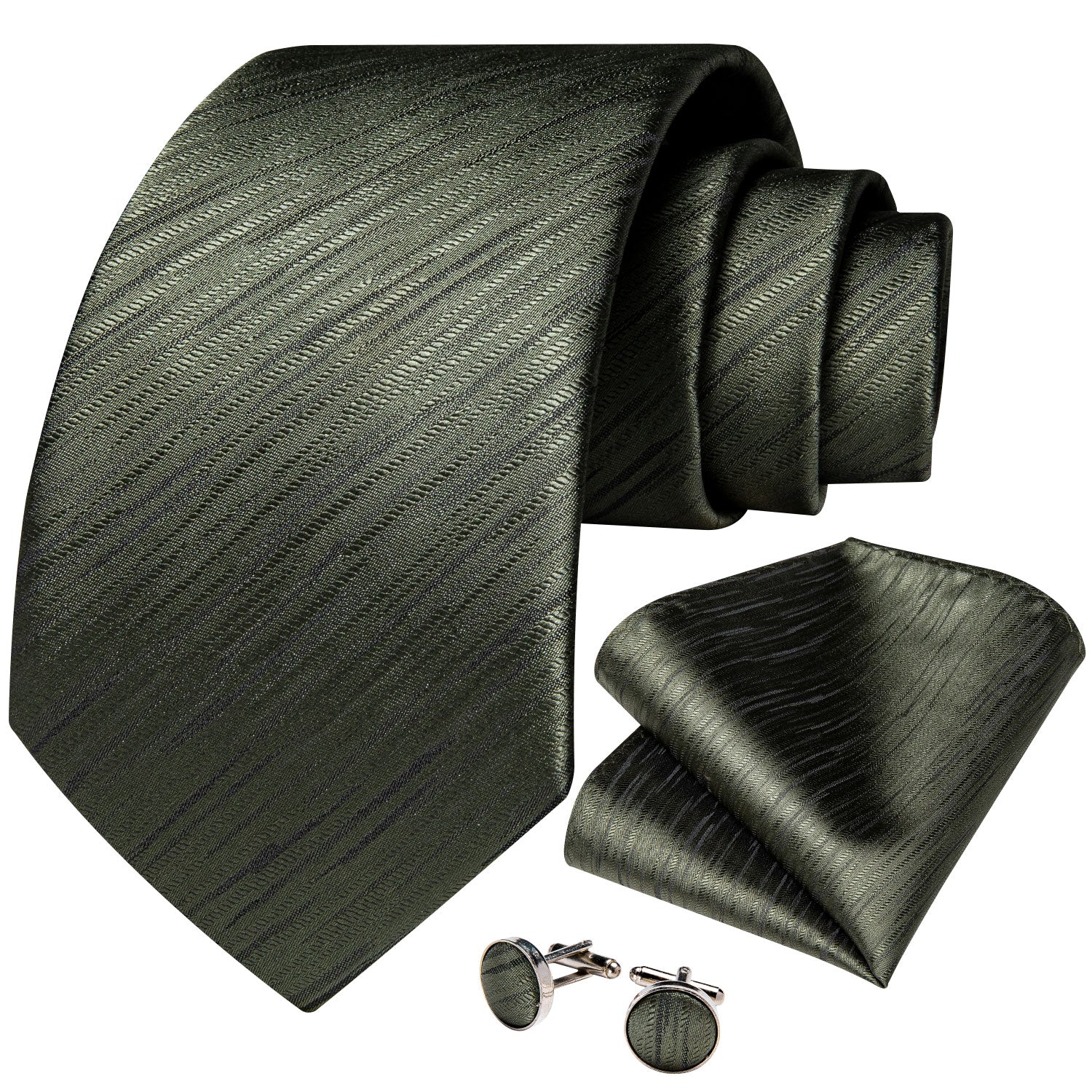 GentCrest Purple Striped Tie Hanky Cufflinks Set - Image 7