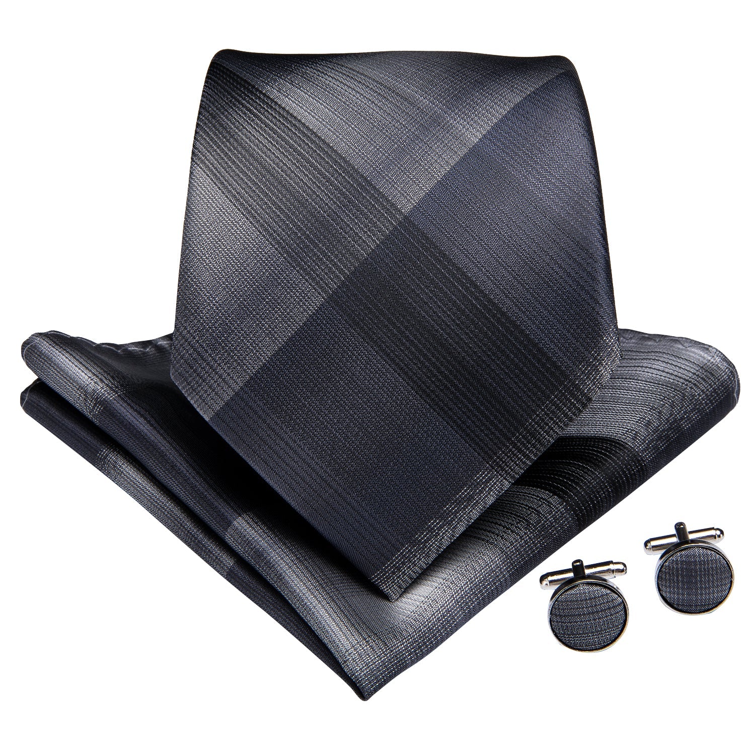 GentCrest Blue Plaid Tie Hanky Cufflinks Set - Image 2