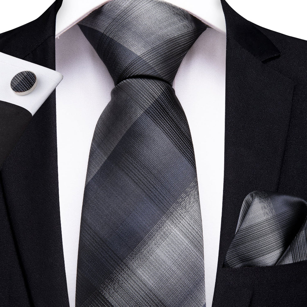 GentCrest Blue Plaid Tie Hanky Cufflinks Set - Image 1