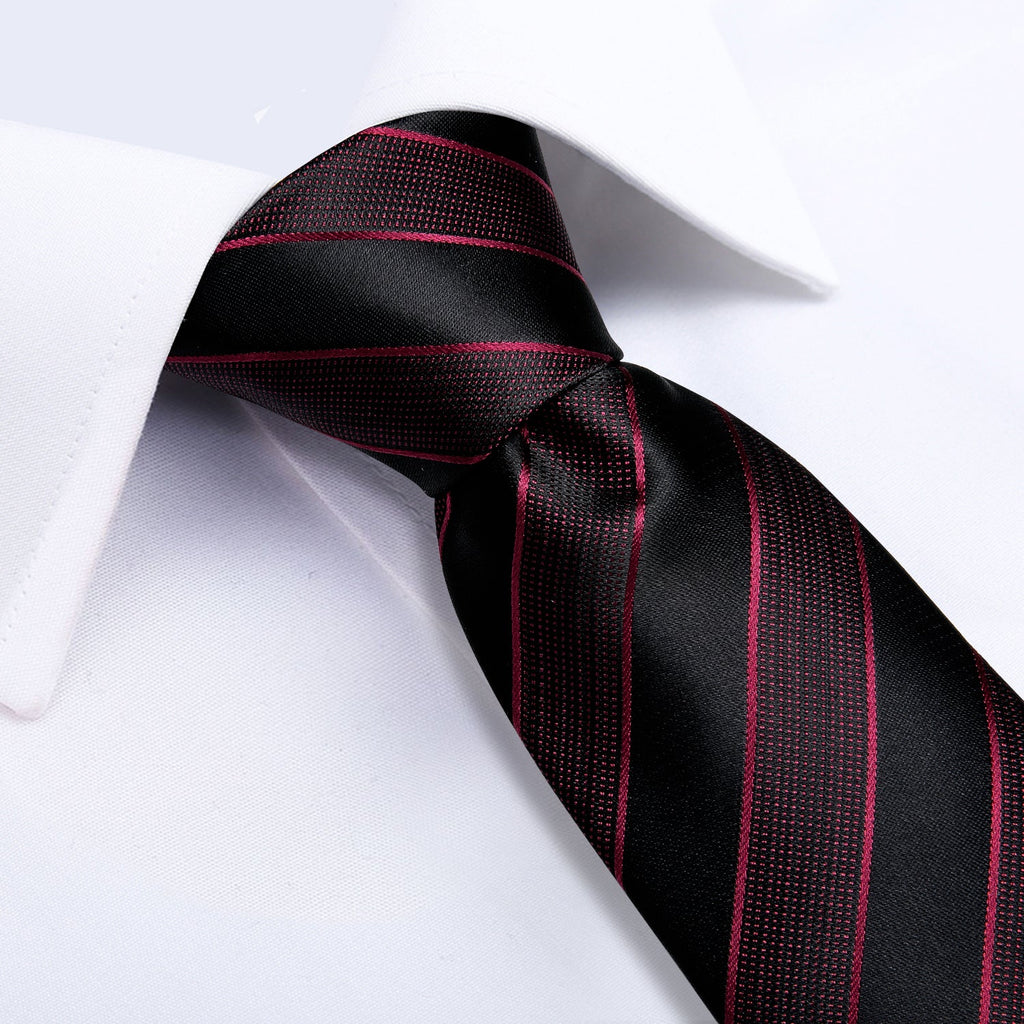 GentCrest Black Striped Tie Hanky Cufflinks Set - Image 4