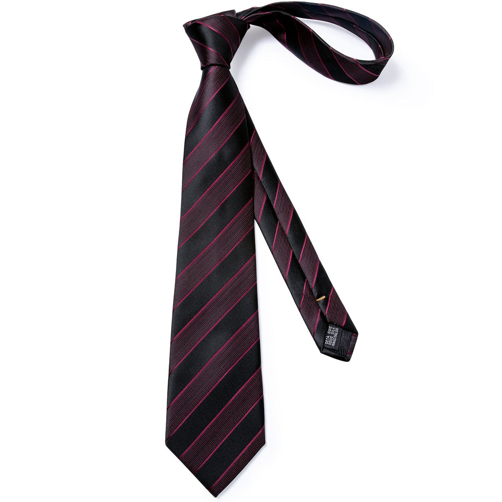 GentCrest Black Striped Tie with Rings - Image 3