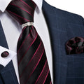 GentCrest Black Striped Tie with Rings - Image 1