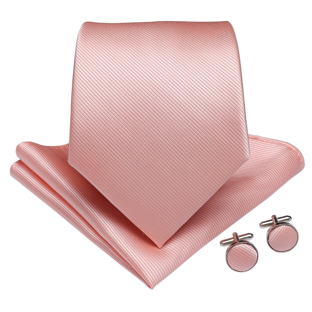 GentCrest Pink Solid Tie Hanky Cufflinks Set - Image 2