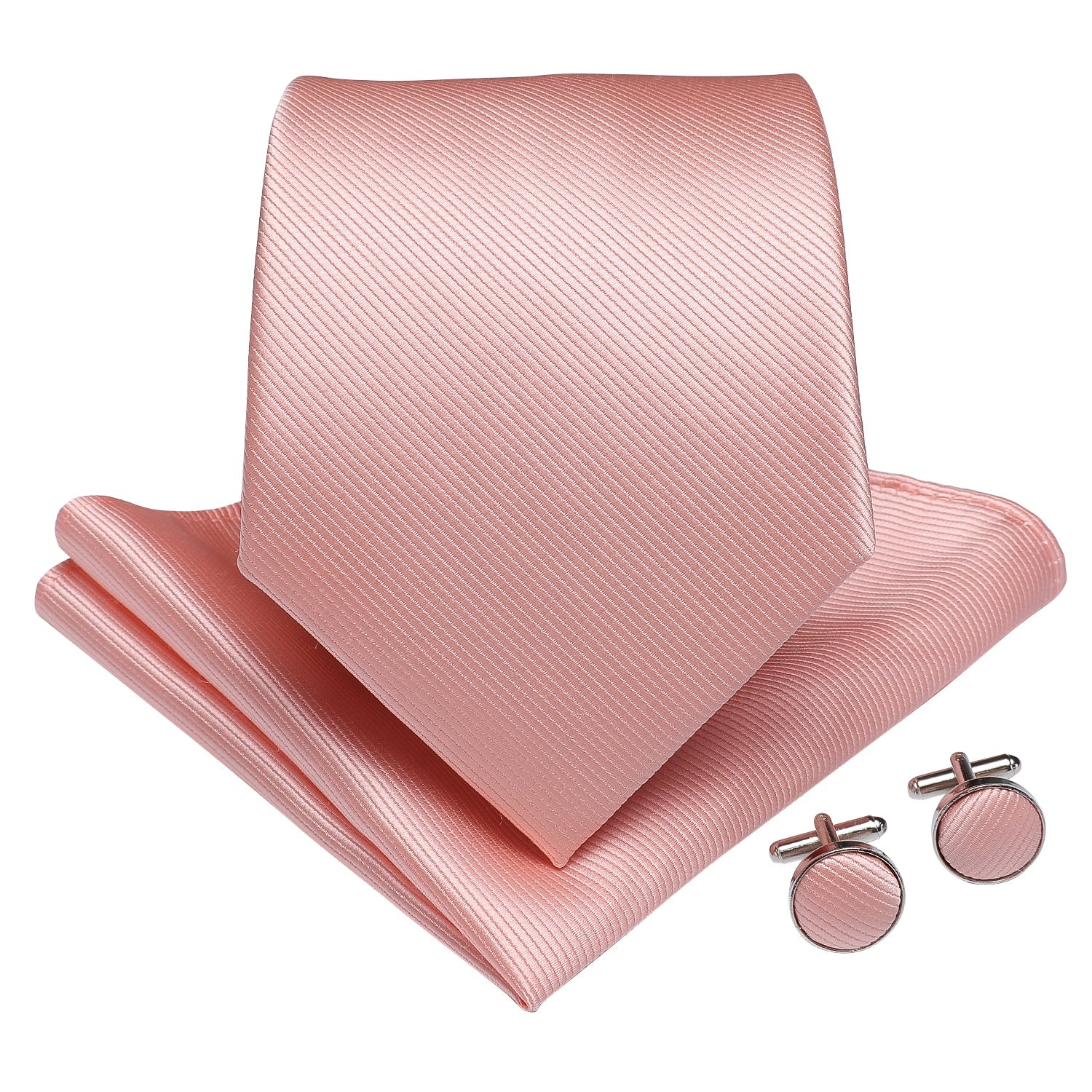 GentCrest Pink Solid Tie Hanky Cufflinks Set - Image 2