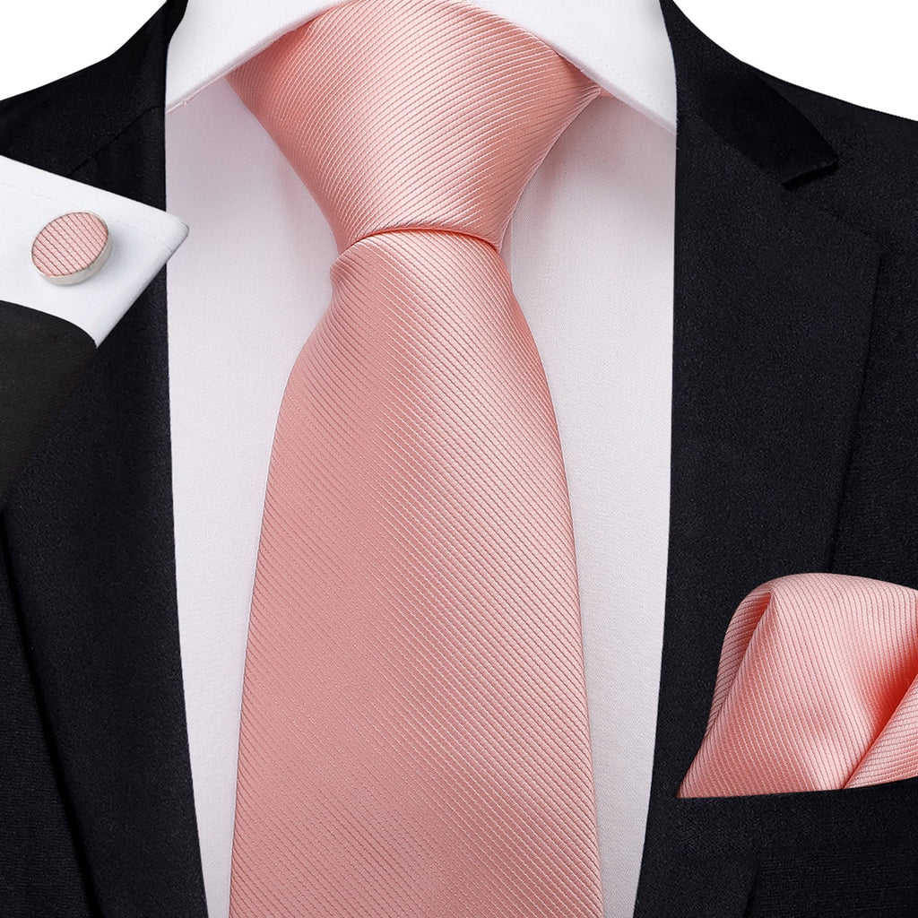 GentCrest Pink Solid Tie Hanky Cufflinks Set - Image 1