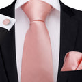 GentCrest Pink Solid Tie Hanky Cufflinks Set - Image 1
