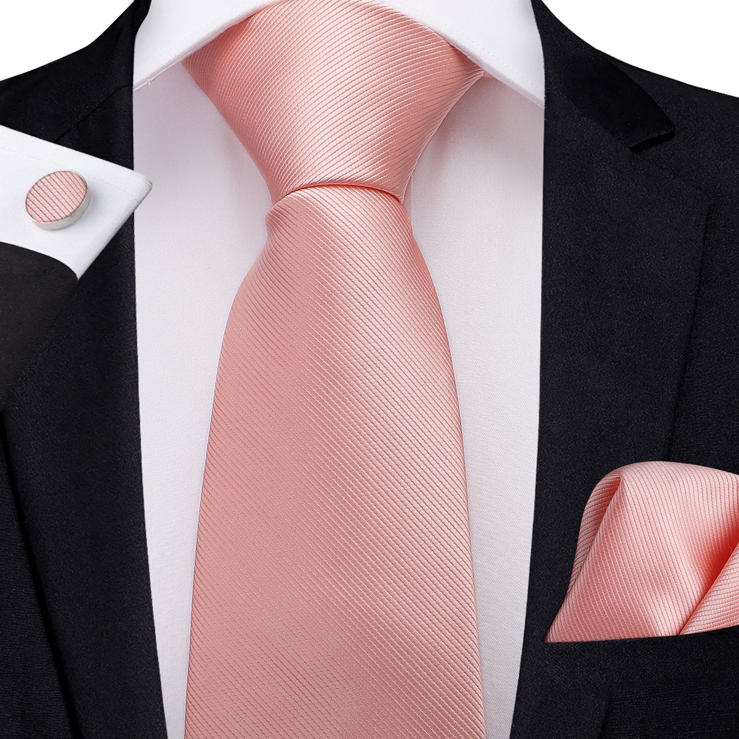 GentCrest Pink Solid Tie Hanky Cufflinks Set - Image 1
