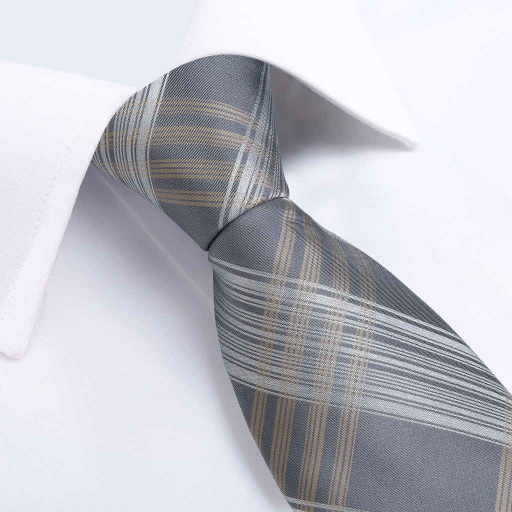 GentCrest Grey Plaid Tie Hanky Cufflinks Set - Image 4