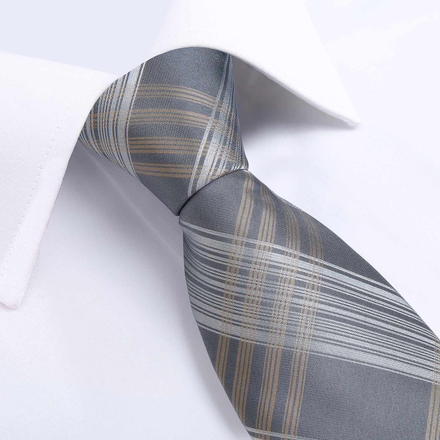 GentCrest Grey Plaid Tie Hanky Cufflinks Set - Image 4