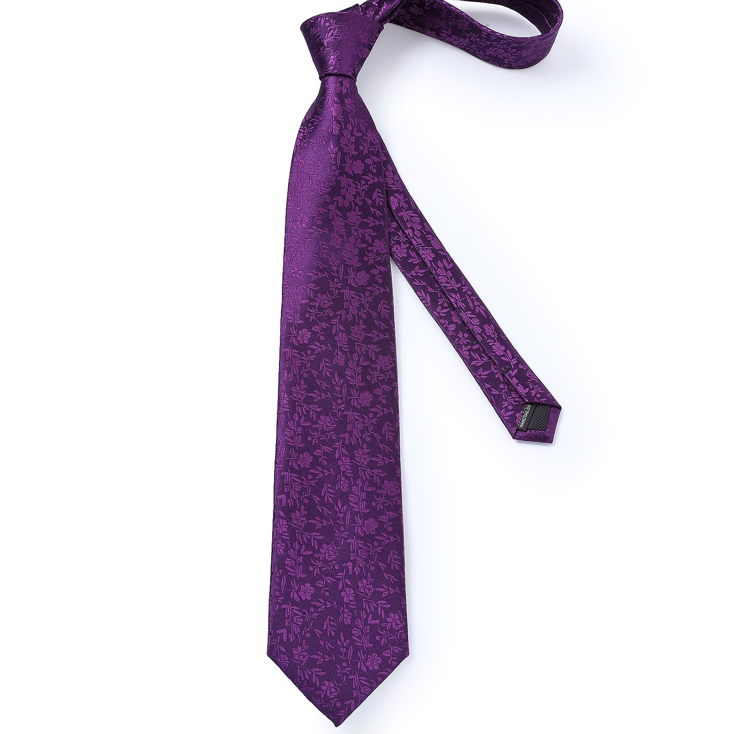 GentCrest Purple Floral Tie with Lapel Pin - Image 3