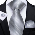 GentCrest Grey Striped Tie Hanky Cufflinks Set - Image 1