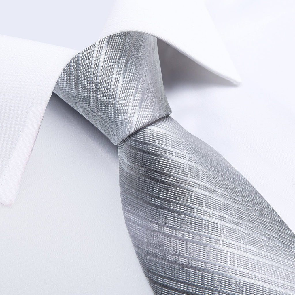 GentCrest Grey Striped Tie Hanky Cufflinks Set - Image 4