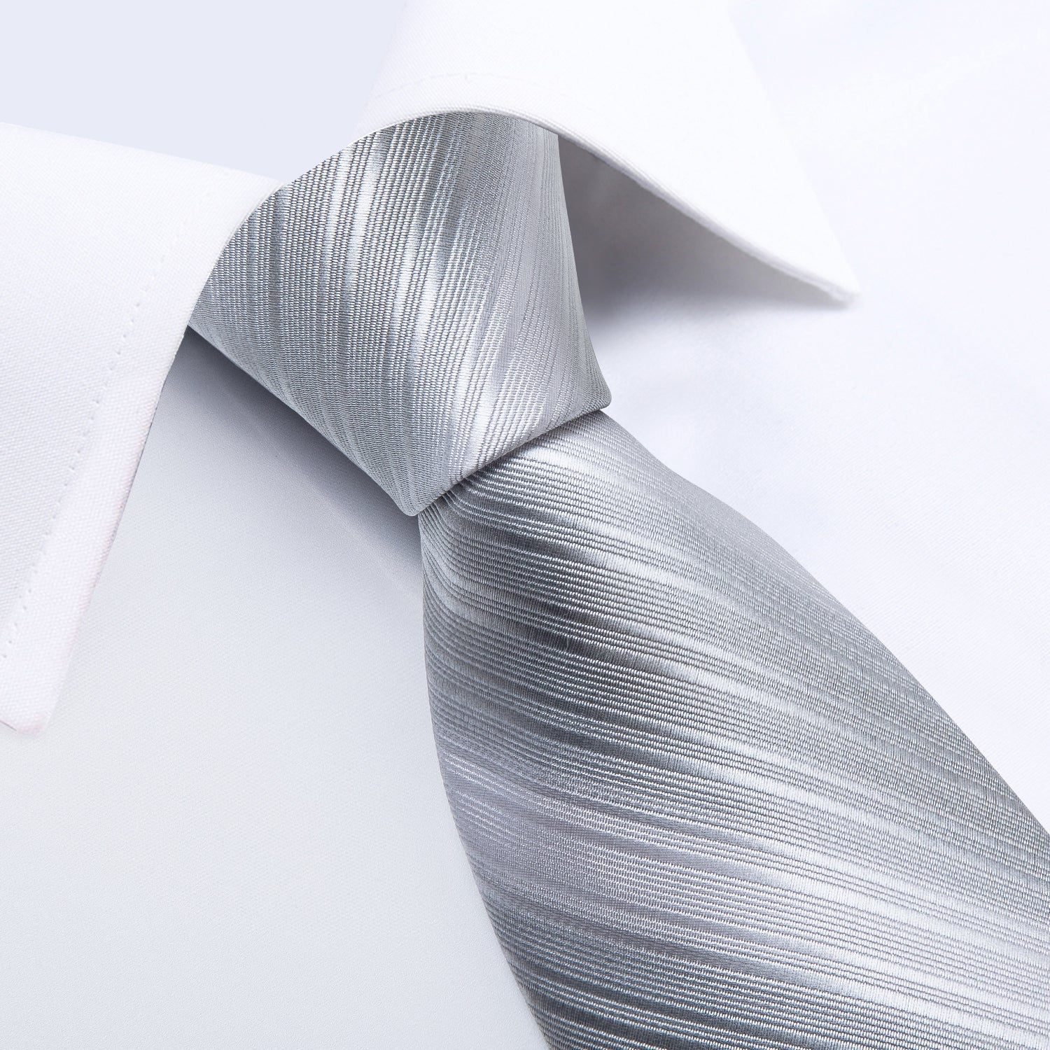 GentCrest Grey Striped Tie Hanky Cufflinks Set - Image 4