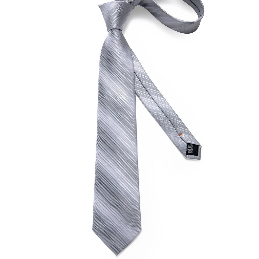 GentCrest Grey Striped Tie Hanky Cufflinks Set - Image 3