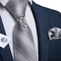 GentCrest Grey Striped Tie with Rings - Image 1