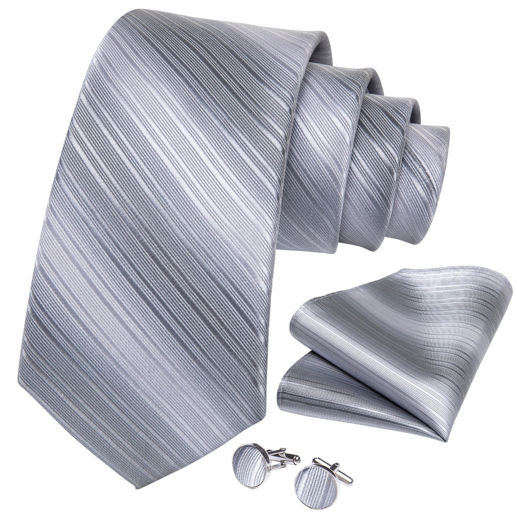 GentCrest Grey Striped Tie with Rings - Image 4