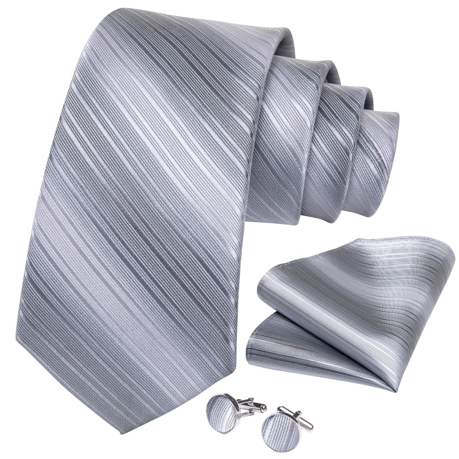 GentCrest Grey Striped Tie with Rings - Image 4