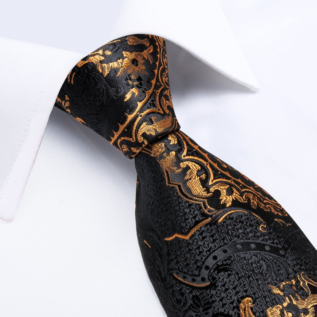 GentCrest Black Paisley Tie with Rings - Image 5