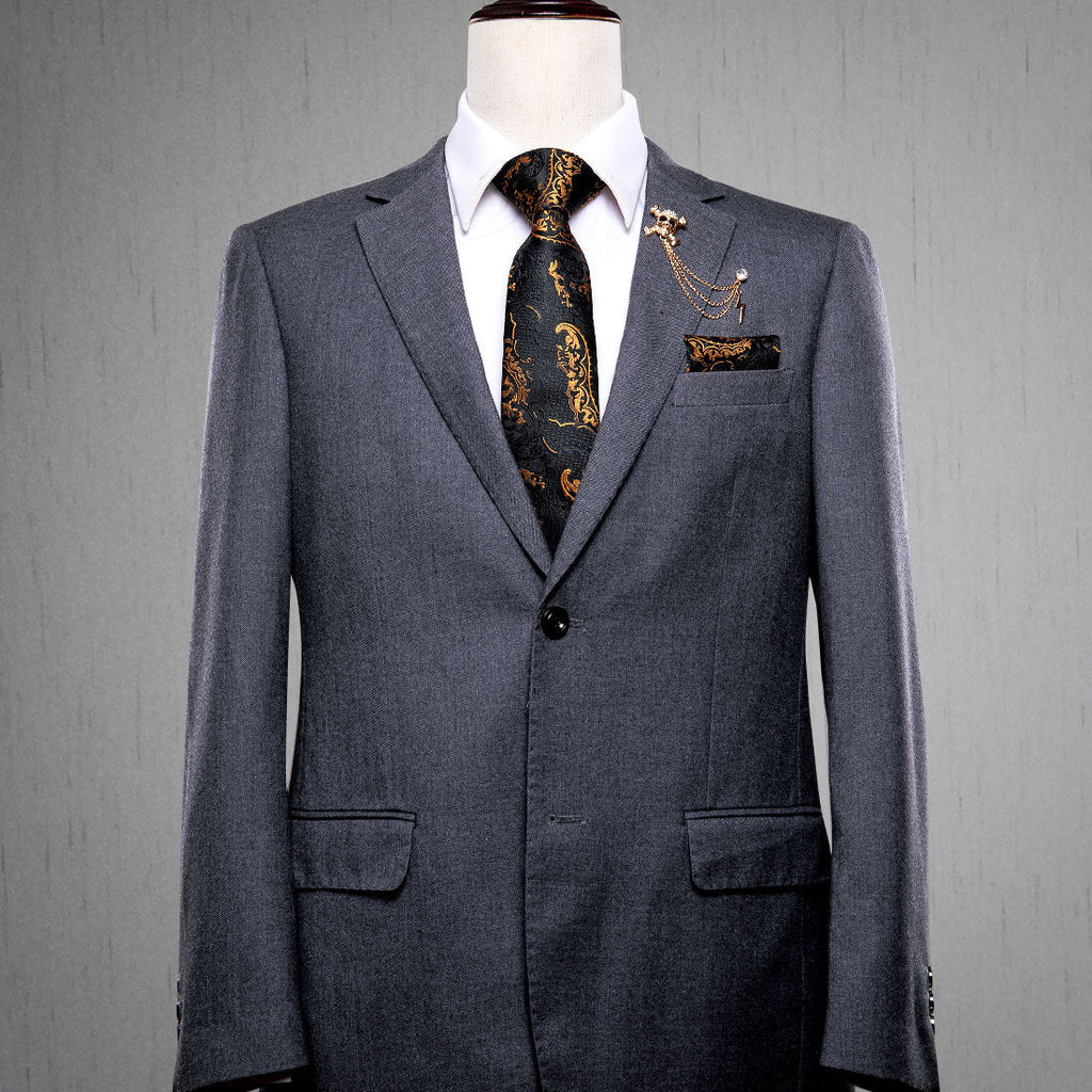 GentCrest Black Paisley Tie with Accessories - Image 4