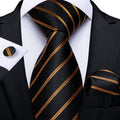 GentCrest Black Paisley Tie Hanky Cufflinks Set - Image 1
