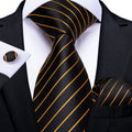 GentCrest Black Striped Tie Hanky Cufflinks Set - Image 1