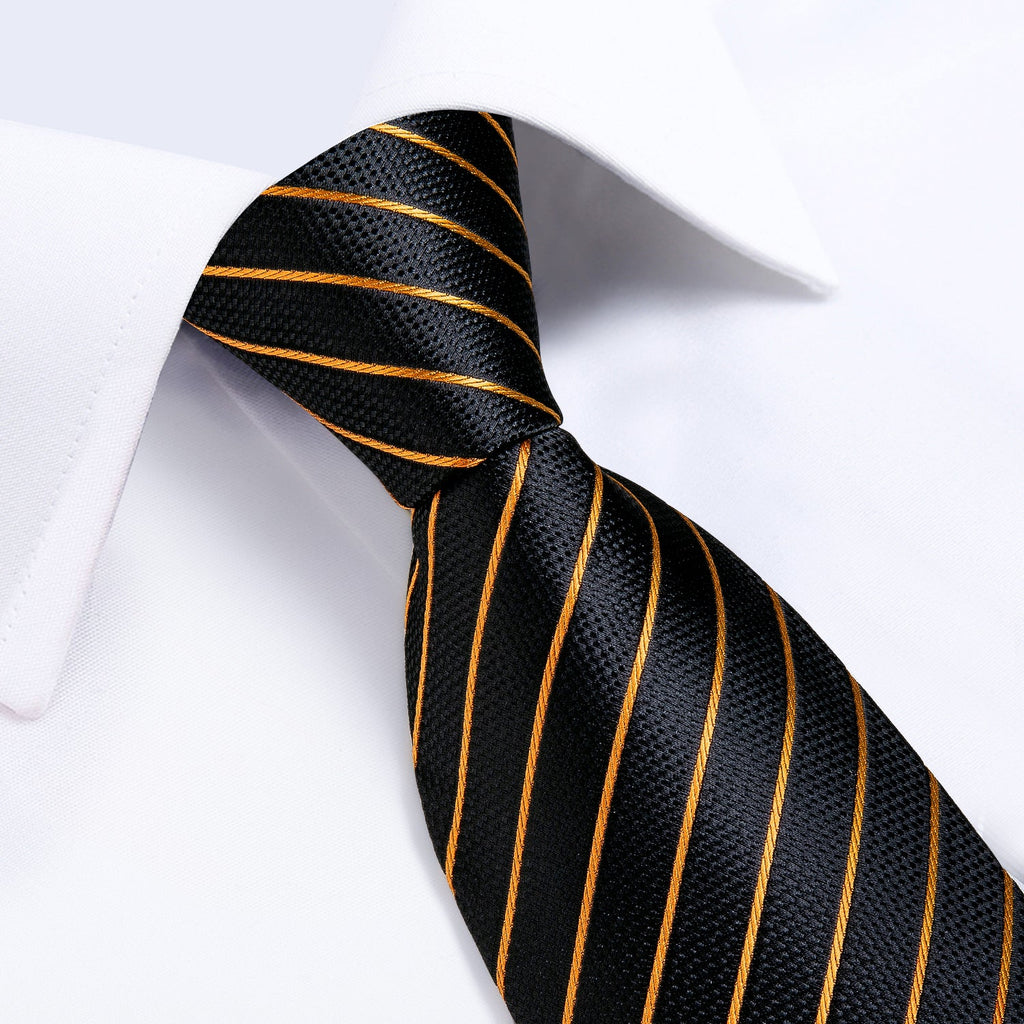 GentCrest Black Striped Tie Hanky Cufflinks Set - Image 4