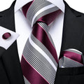 Red Stripes Silk Tie Set - GentCrest