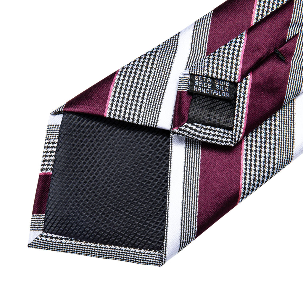 Red Stripes Silk Tie Set - GentCrest - View 5