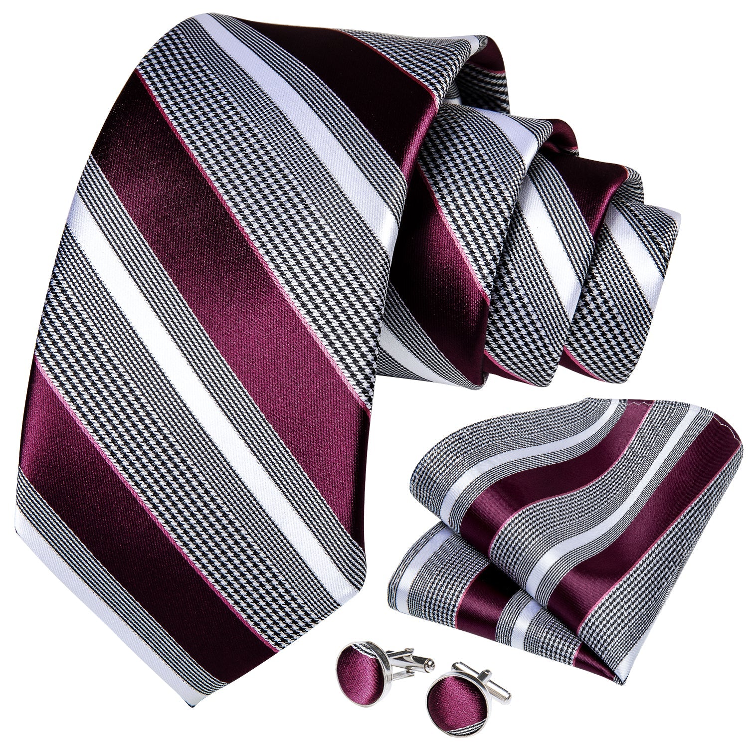 GentCrest Grey Striped Tie with Rings - Image 3