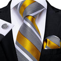 GentCrest Gold Striped Tie Hanky Cufflinks Set - Image 1