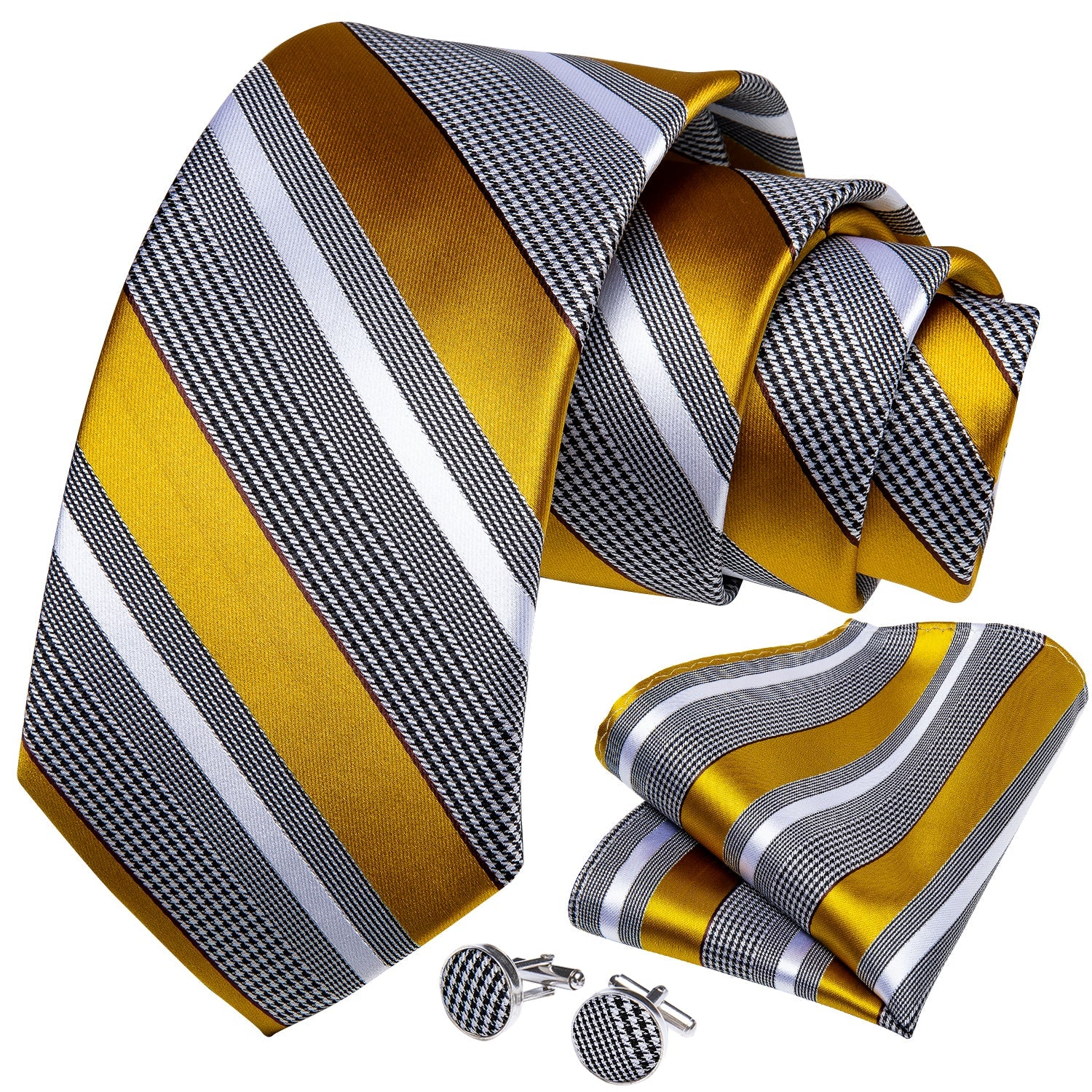 GentCrest Grey Striped Tie with Rings - Image 3