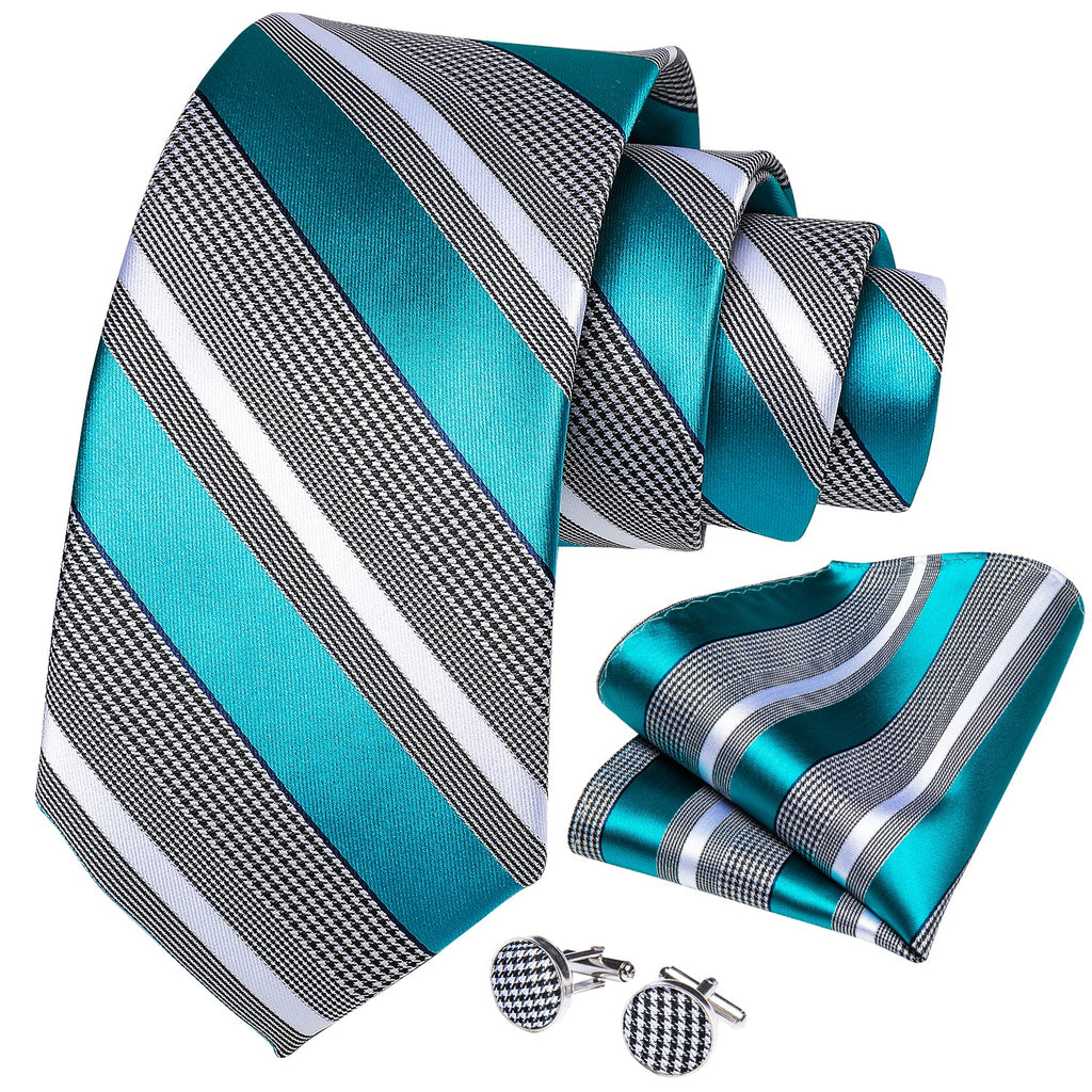 GentCrest Grey Striped Tie Hanky Cufflinks Set - Image 8