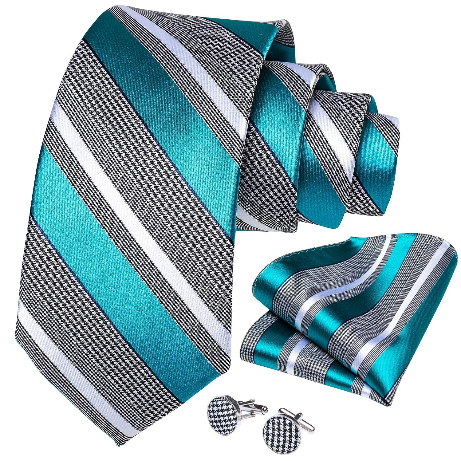 GentCrest Blue Striped Tie with Lapel Pin - Image 3