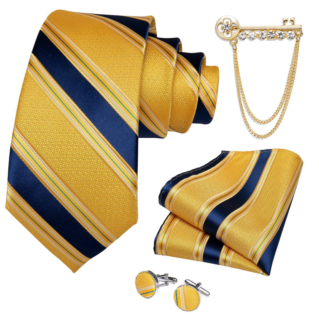 GentCrest Blue Striped Tie with Lapel Pin - Image 2