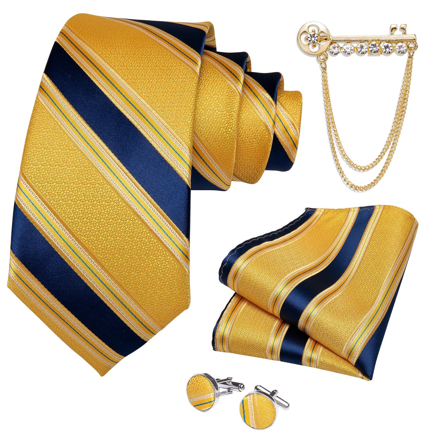 GentCrest Blue Striped Tie with Lapel Pin - Image 2