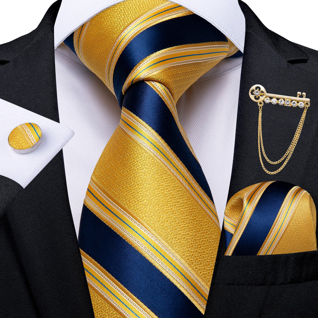GentCrest Blue Striped Tie with Lapel Pin - Image 1