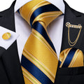 GentCrest Blue Striped Tie with Lapel Pin - Image 1