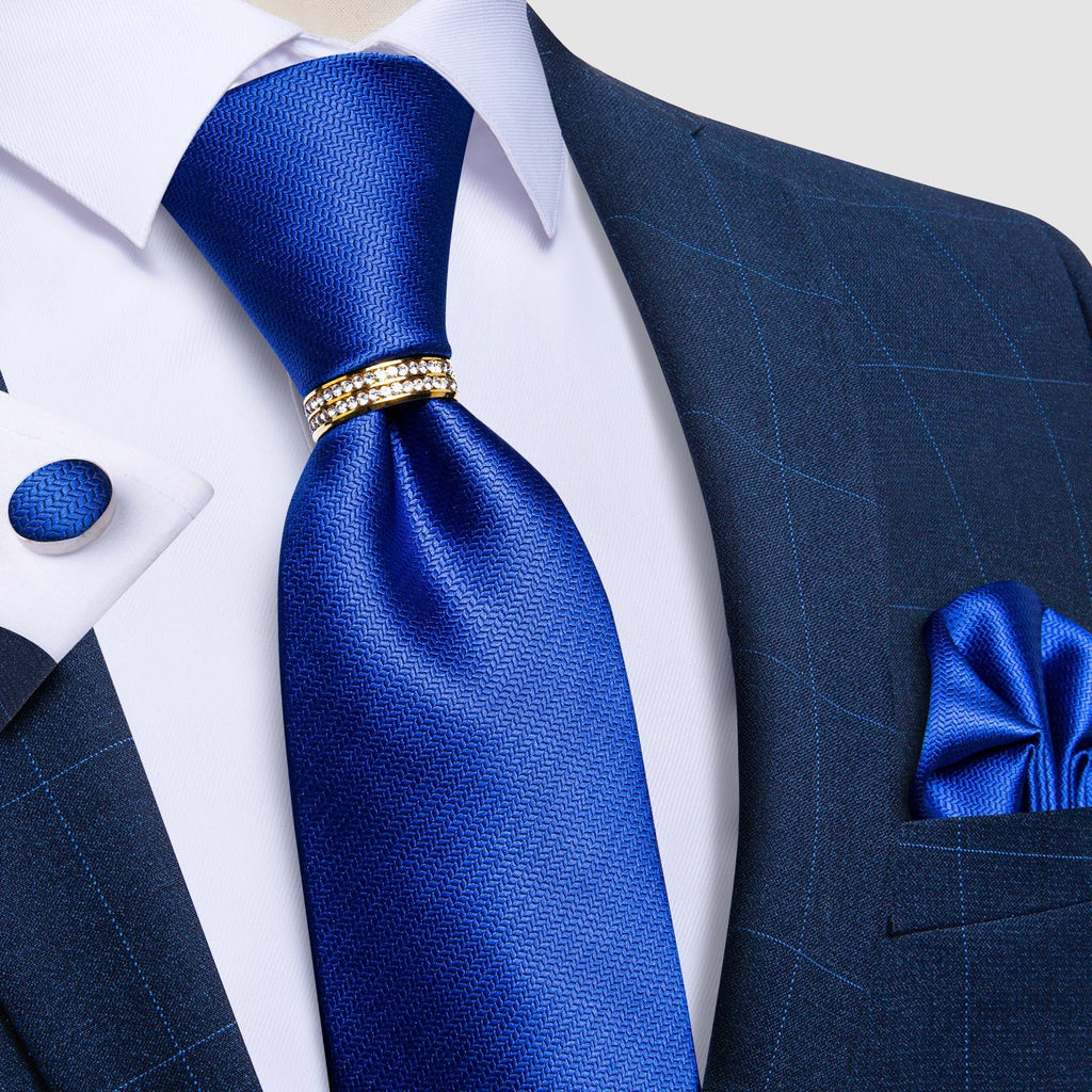 GentCrest Blue Solid Tie with Rings - Image 3